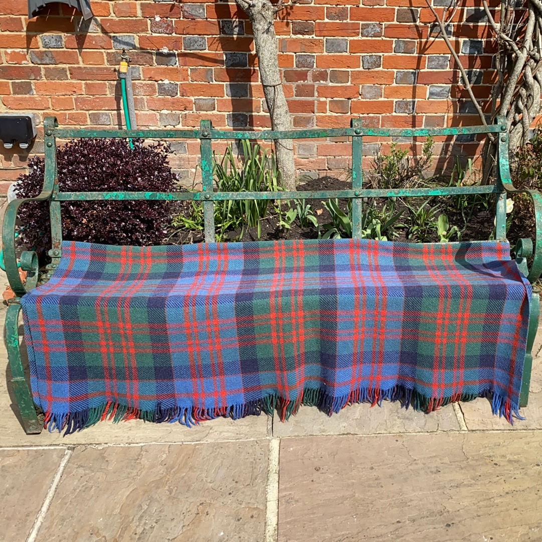 A blue & green tartan wool blanket