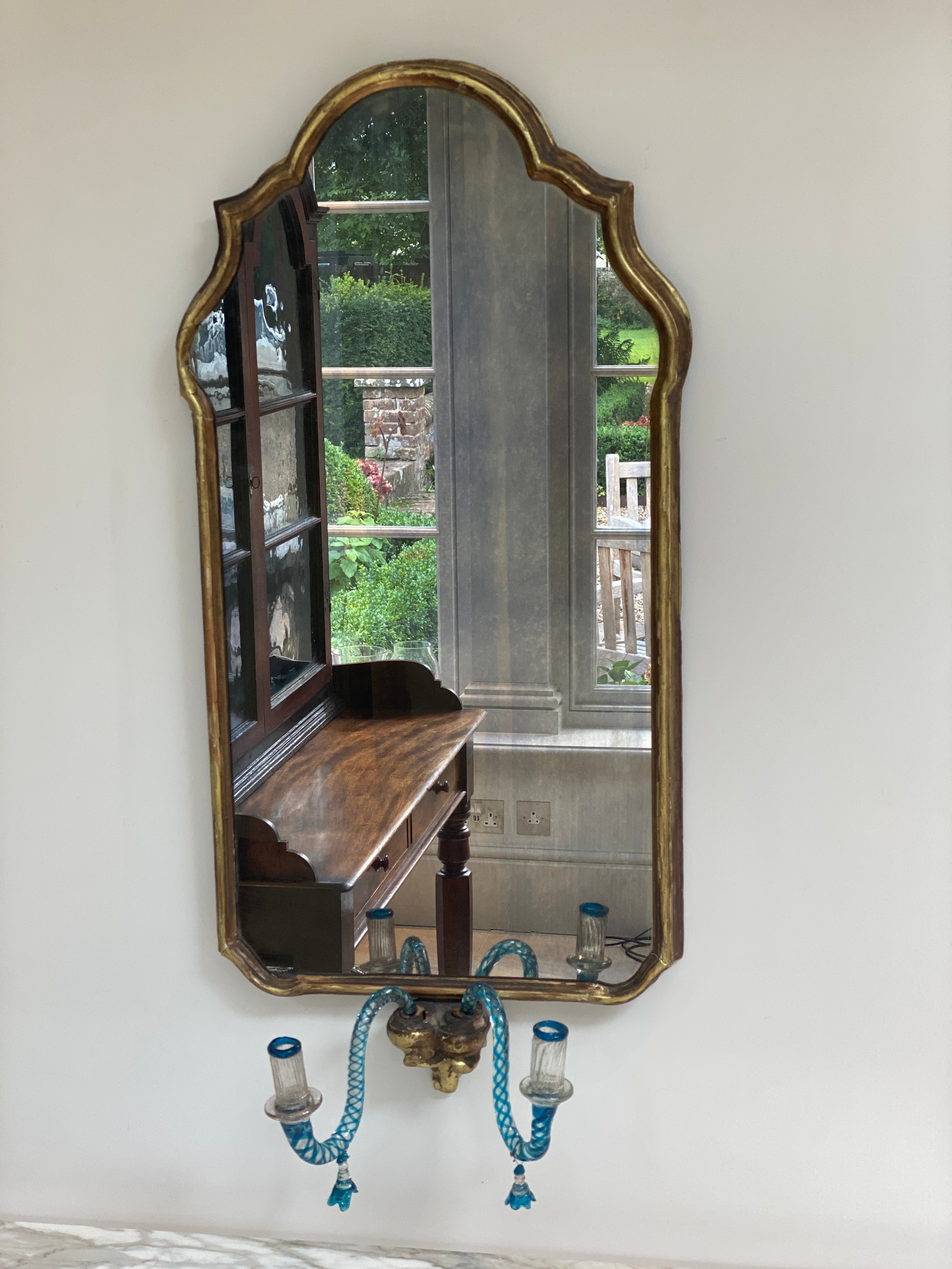 A beautiful 18th Century Venetian Gilt Mirror with Murano Candle holders