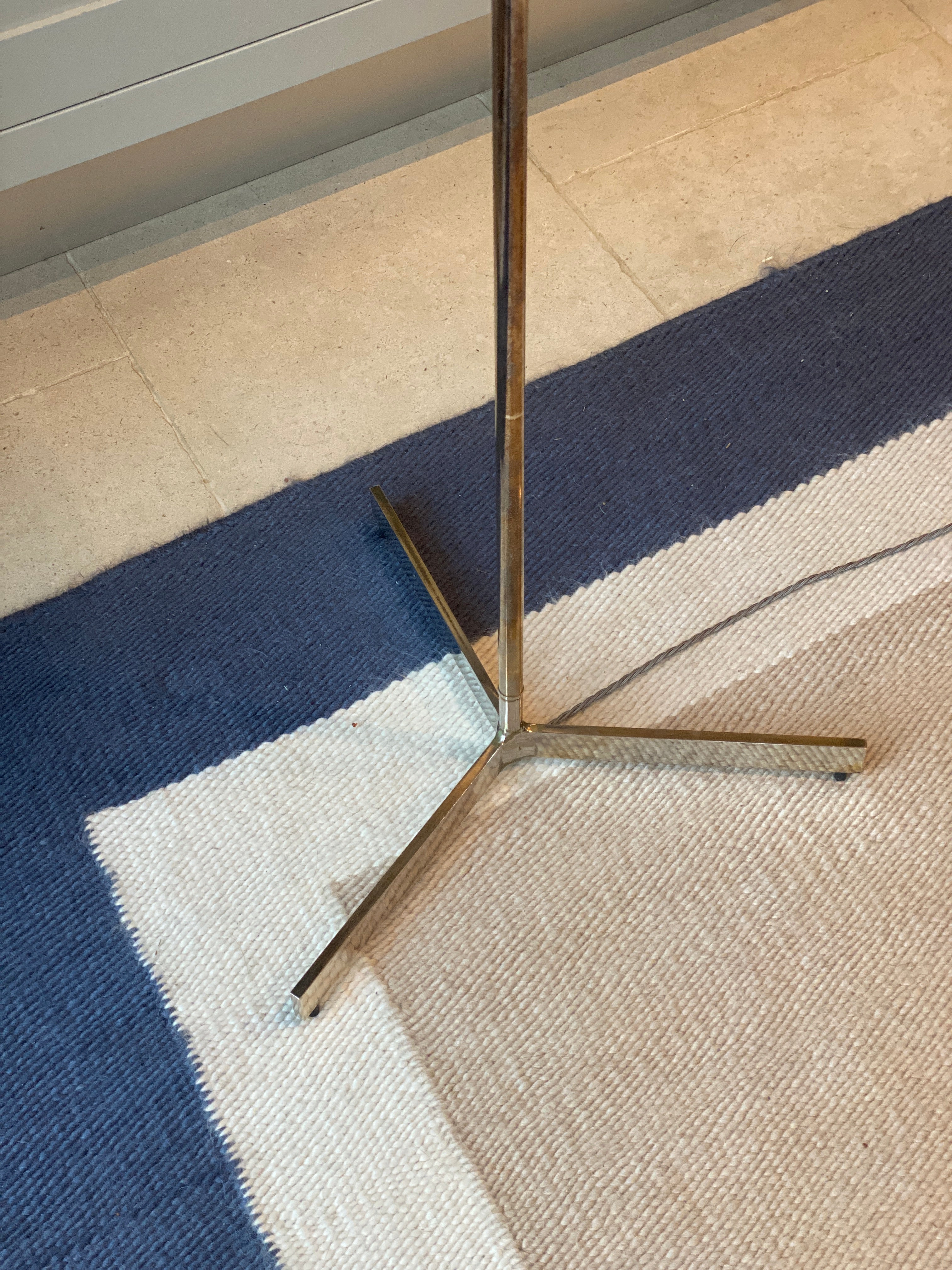 Delightful and Simple Tarnished Crome Tripod Standard Lamp