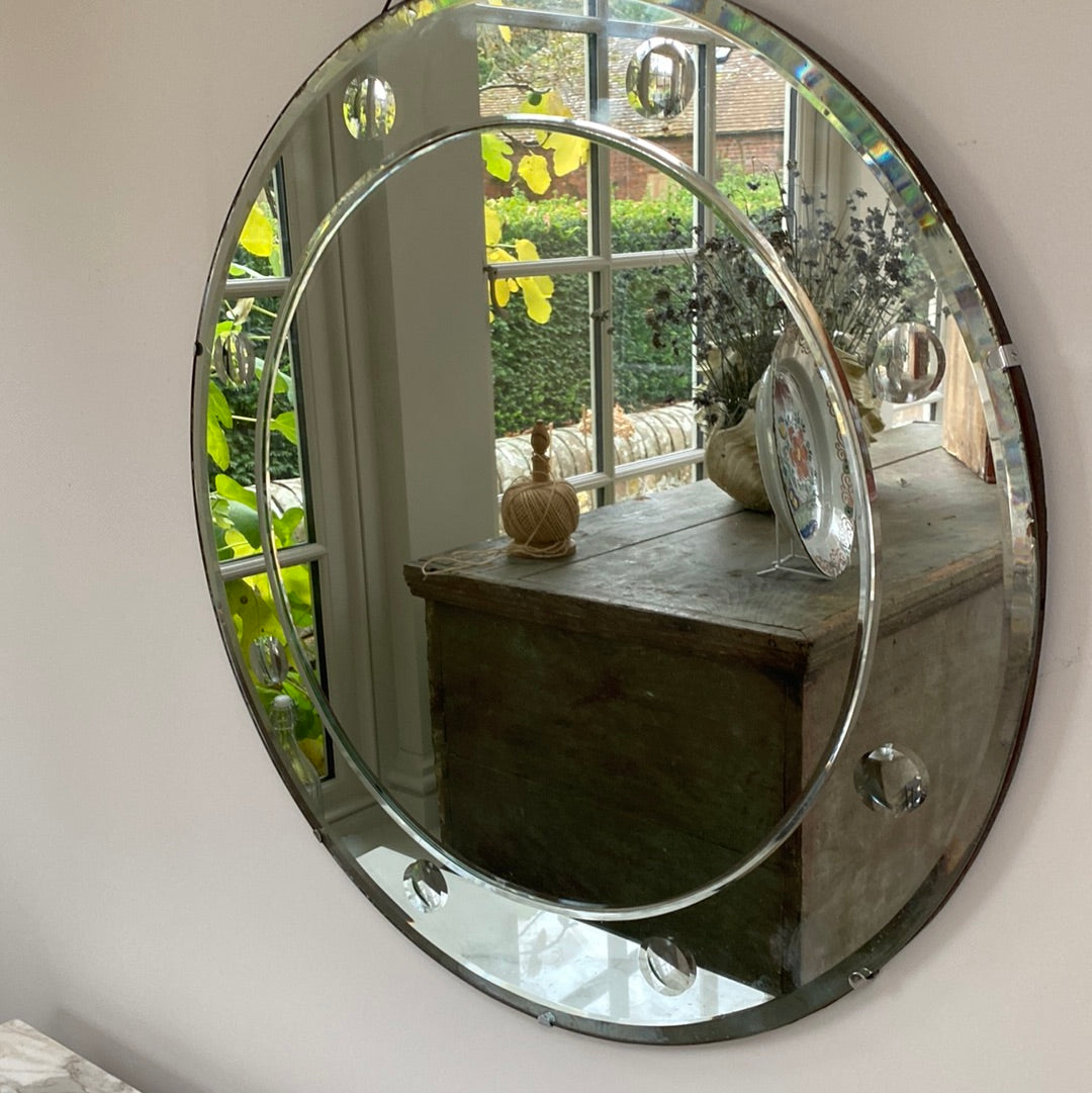 Large Art Deco Circular Bubble Mirror