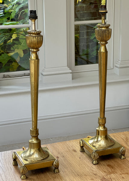 Attractive Pair of Tall Brass Table Lamps
