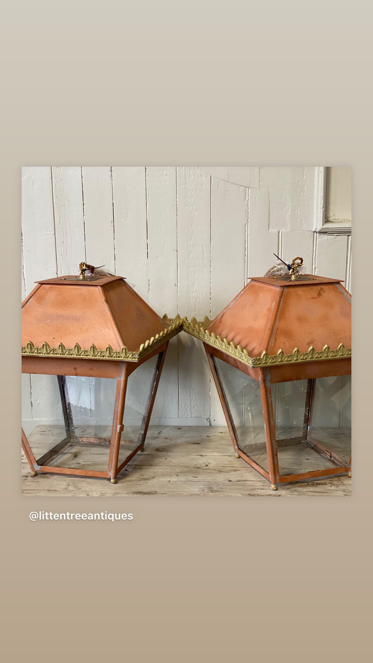 Pair of Early 20th Century Copper & Brass Lanterns