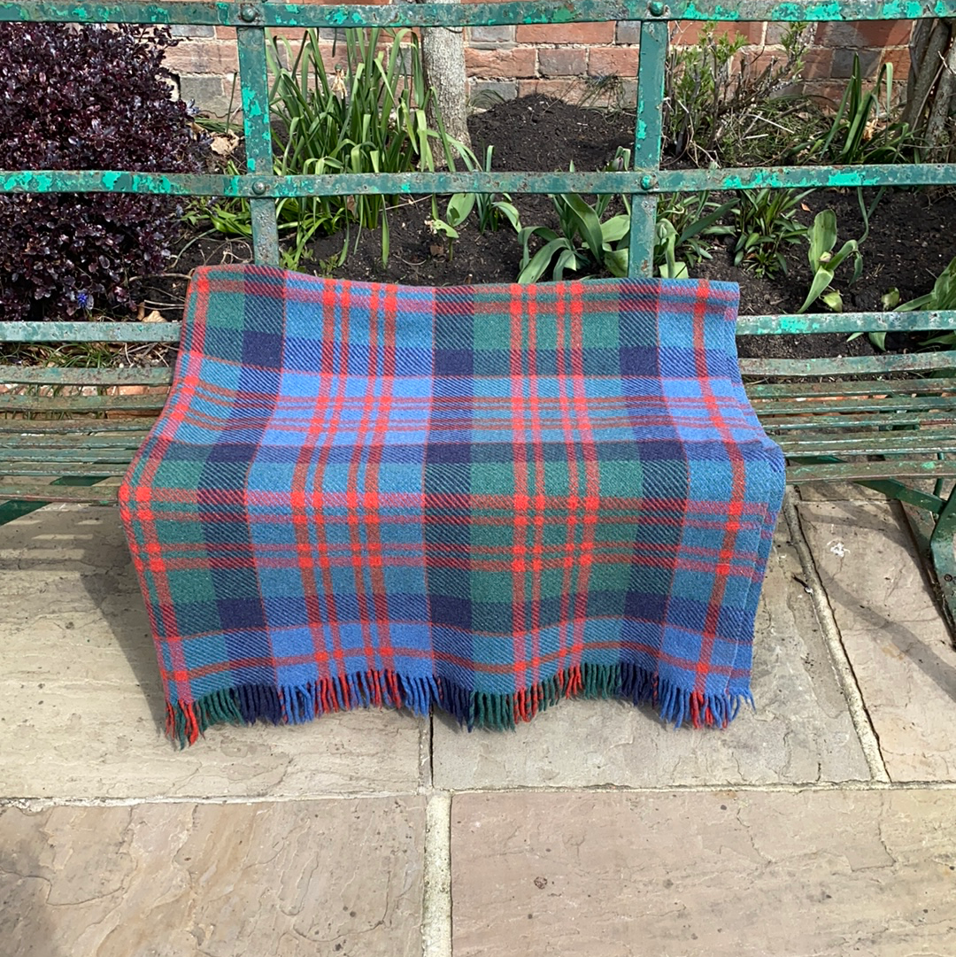 A blue & green tartan wool blanket