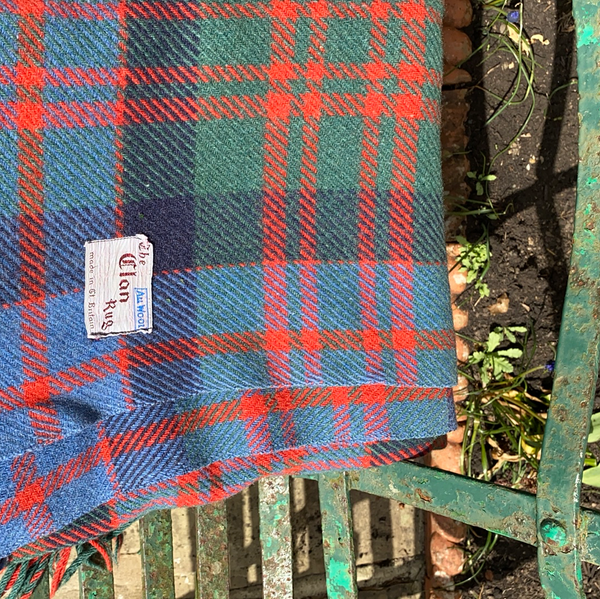 A blue & green tartan wool blanket