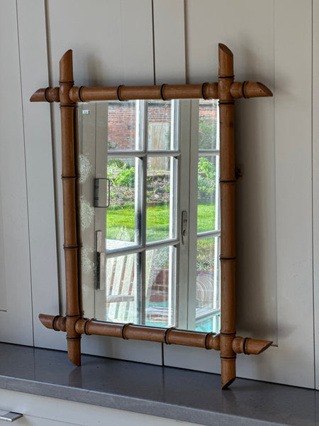 Large light oak Faux Bamboo Mirror (73cm by 44cm)