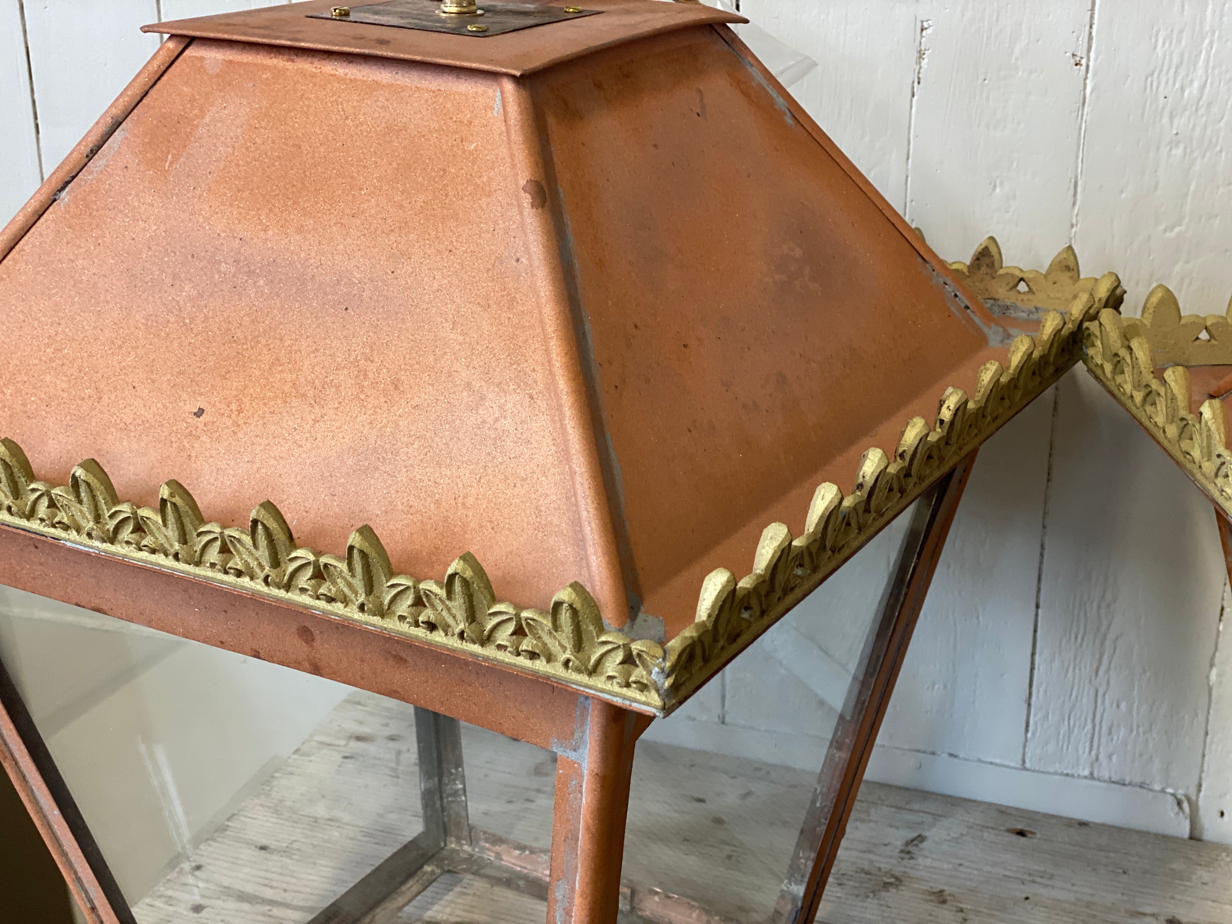 Pair of Early 20th Century Copper & Brass Lanterns