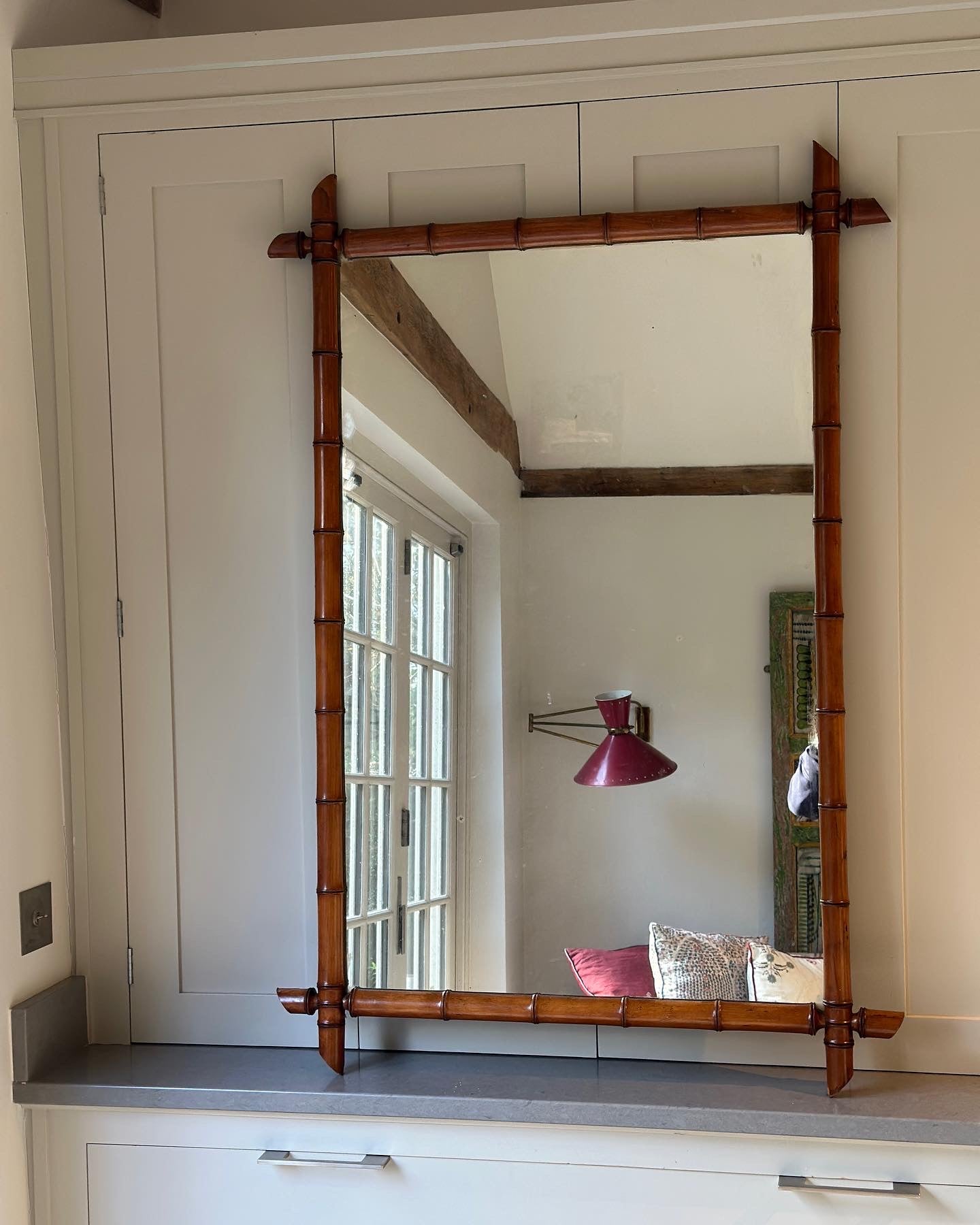 Extra Large Oak Faux Bamboo Mirror (122cm x 83cm)