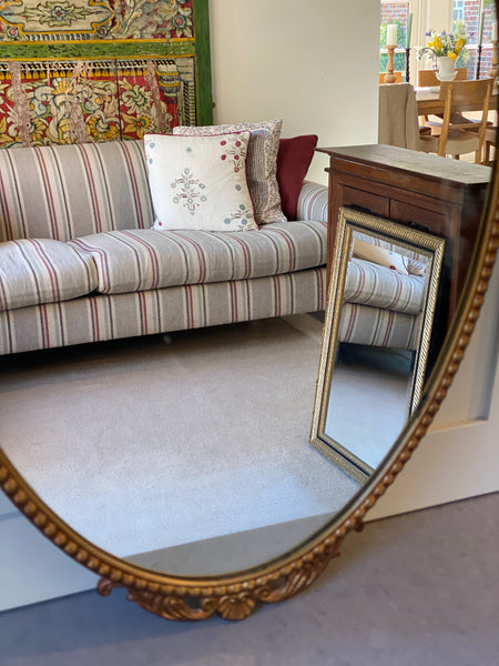 Charming Metal & Gilt Mirror with Bow at top
