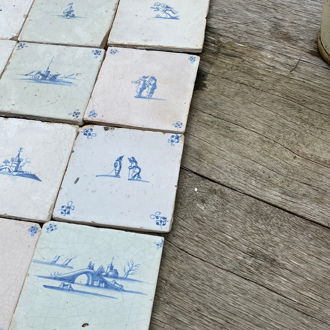 Collection of 42 x 19th Century Delft Tiles