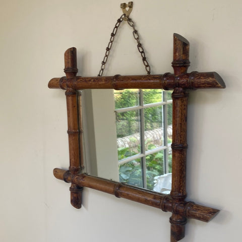 Small Faux Bamboo Mirror with Chain ( 43cm by 37cm)