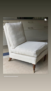 Amazing French Slipper Chair in RU Heavy Linen Mink
