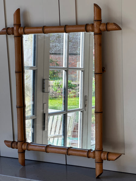 Medium Light Oak Faux Bamboo Mirror (67cm by 55cm)