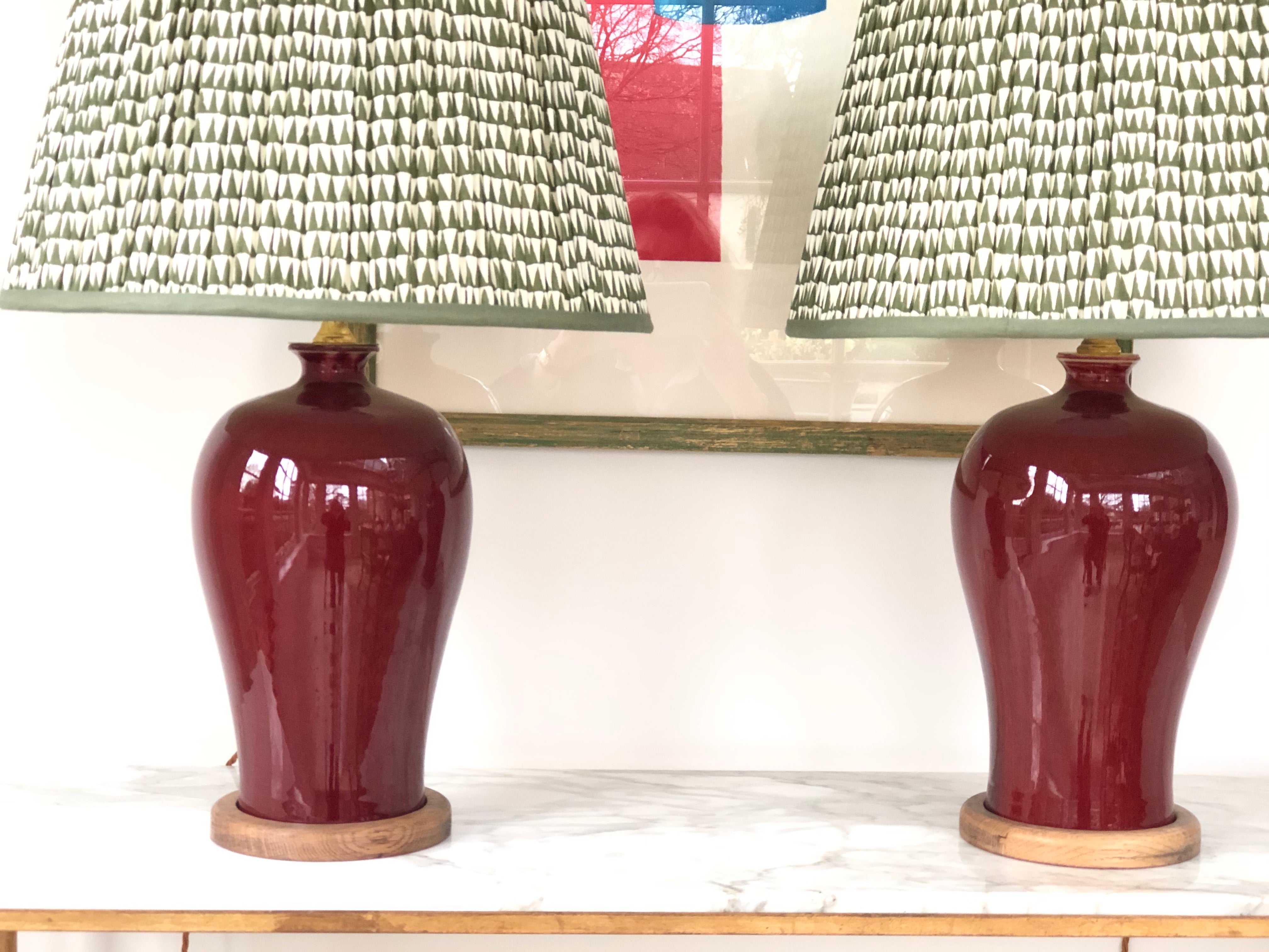 Vintage Oxblood Chinese table lamps